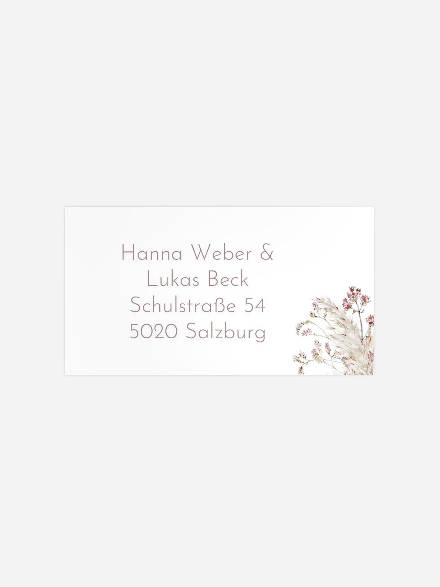 Empfängeraufkleber Hochzeit Petiole Grasses