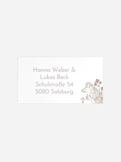 Empfängeraufkleber Hochzeit Petiole Grasses