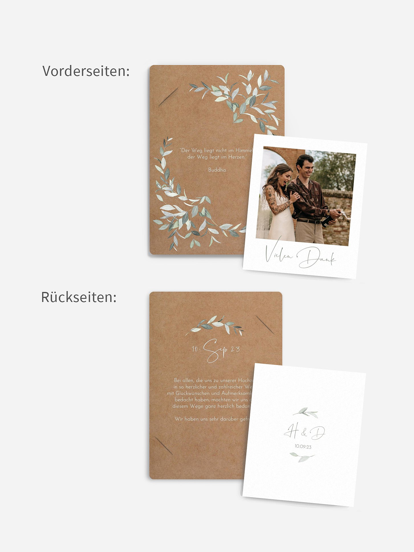 Dankeskarte Hochzeit Blättertraum