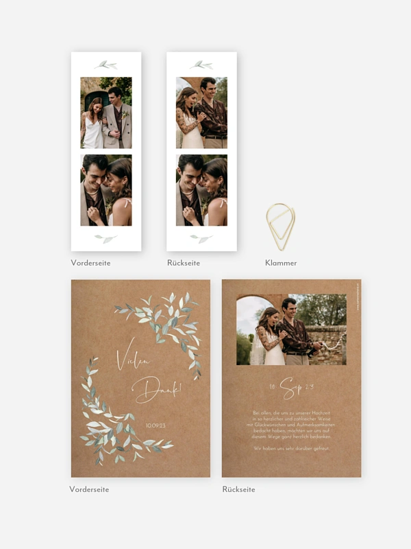 Dankeskarte Hochzeit Blättertraum