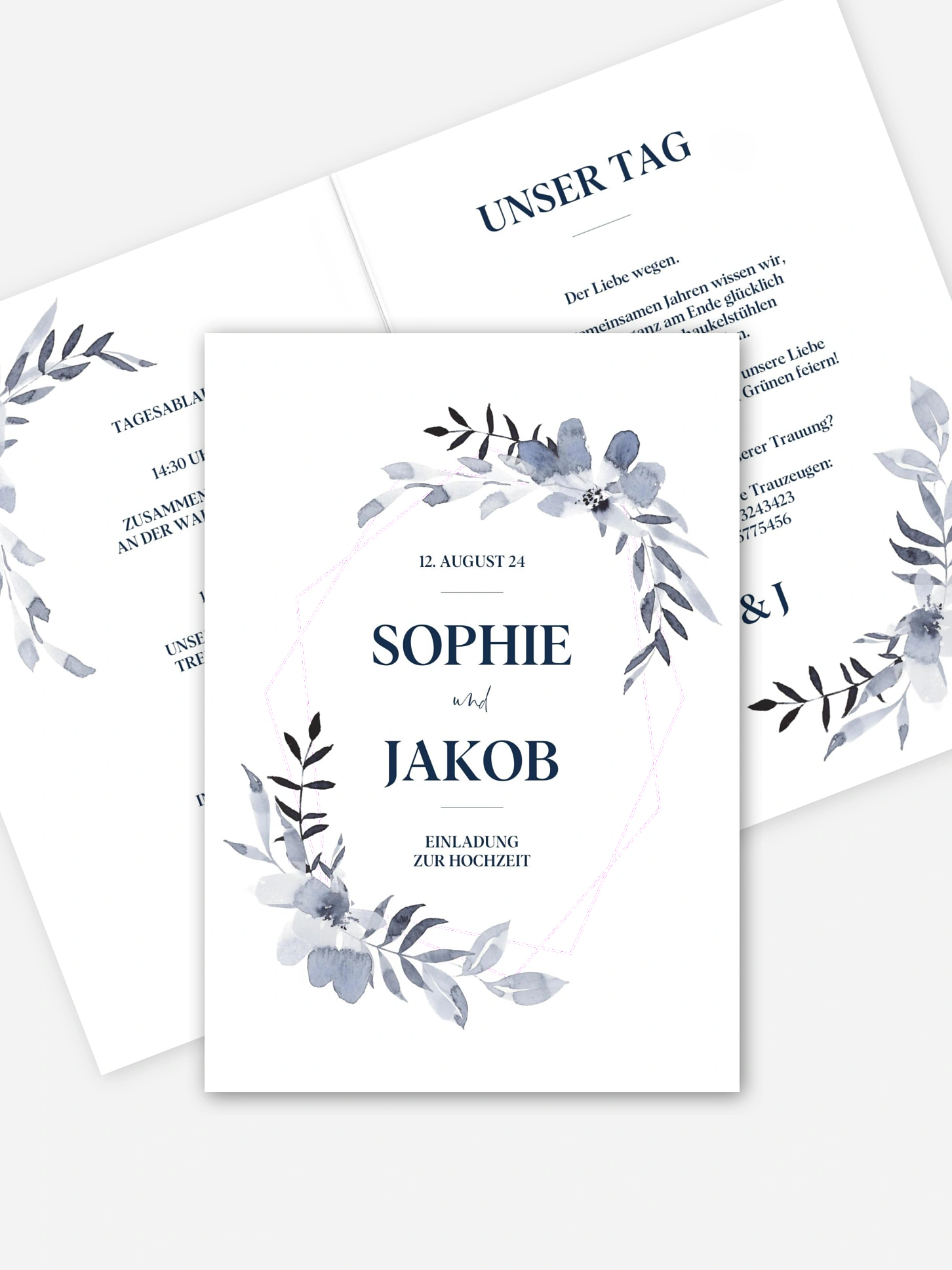 Hochzeitseinladung Dusty Blue
