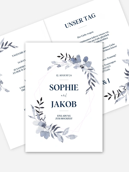 Hochzeitseinladung Dusty Blue