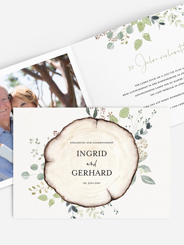 Einladung zur Goldenen Hochzeit Waldliebe