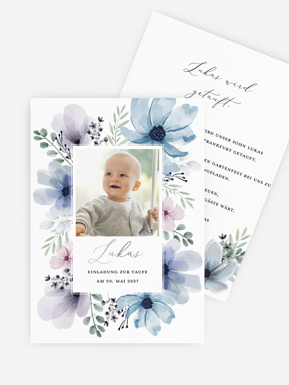 Taufeinladung Blue Love