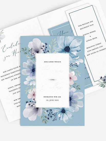 Hochzeitseinladung Blue Love