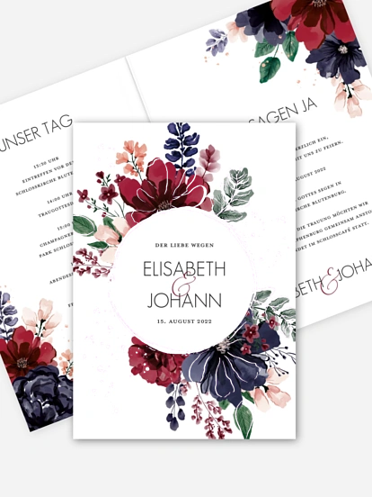 Hochzeitseinladung Red Bouquet