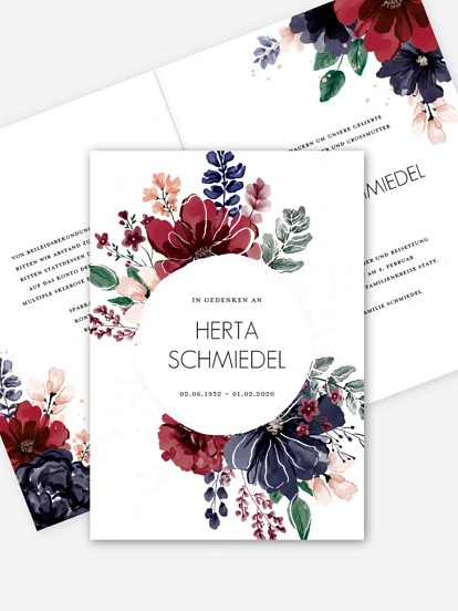 Trauerkarte Red Bouquet