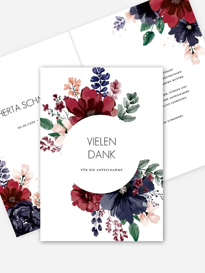 Trauerdanksagung Red Bouquet