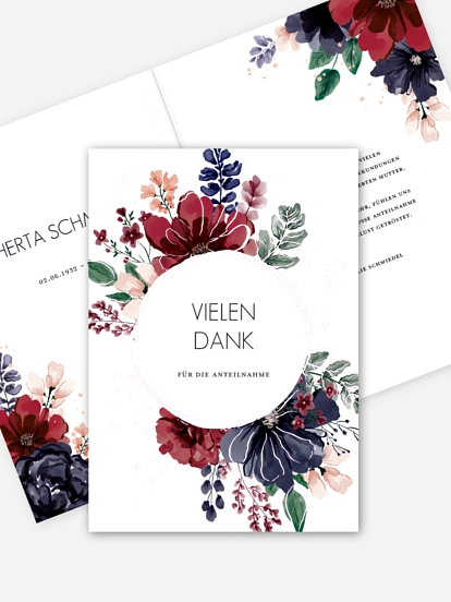 Trauerdanksagung Red Bouquet