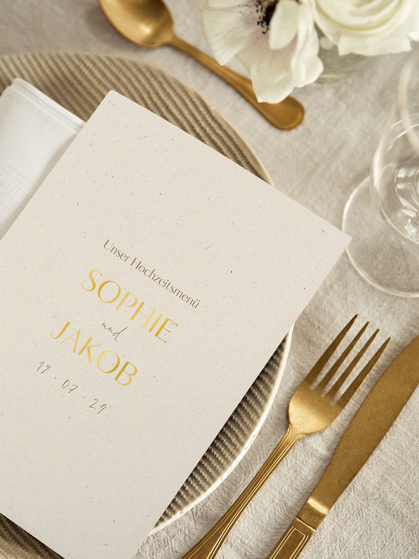 Menükarte Hochzeit Fall in Love
