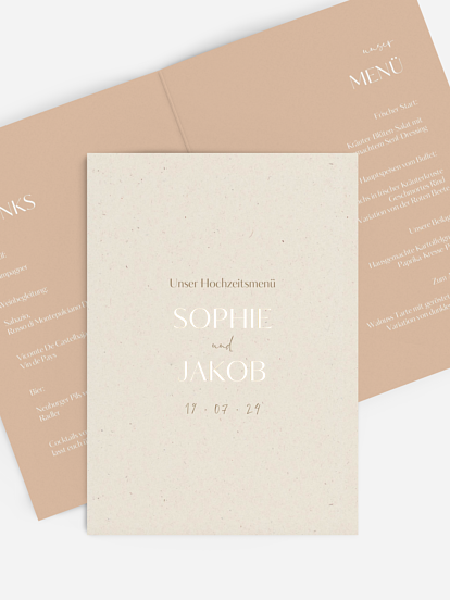 Menükarte Hochzeit Fall in Love
