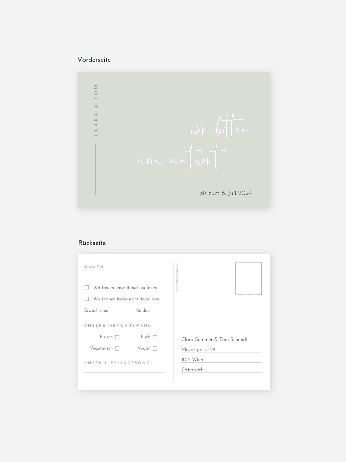 Antwortkarte Hochzeit Modern Type