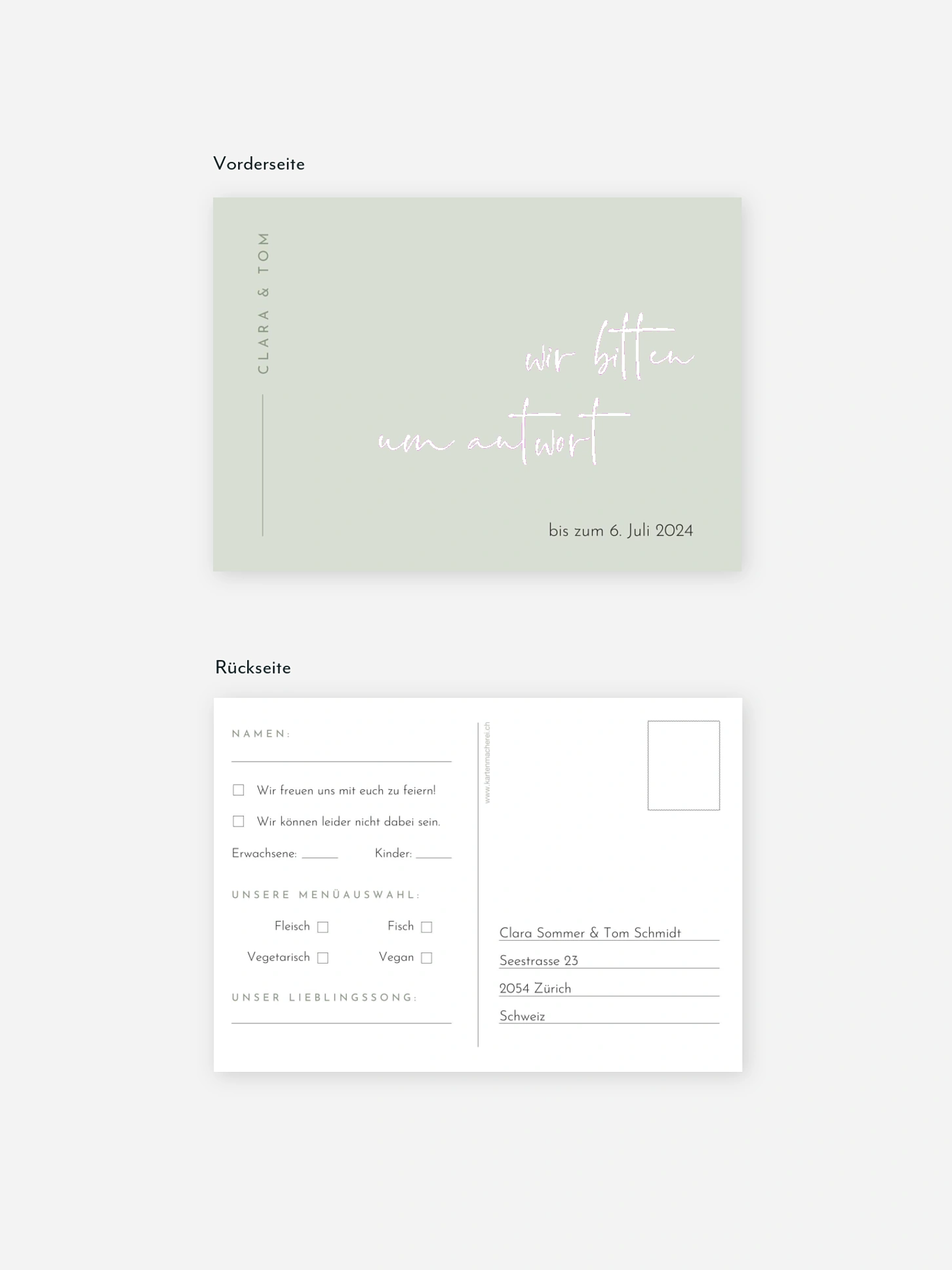 Antwortkarte Hochzeit Modern Type