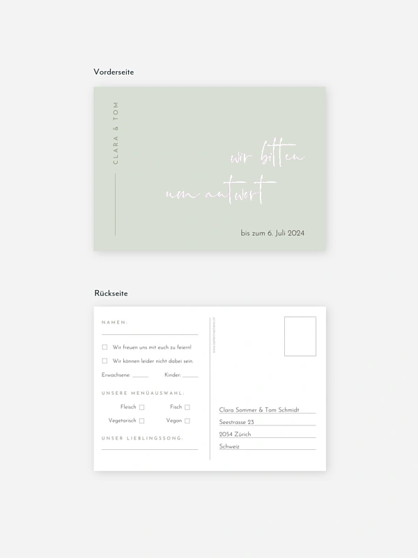 Antwortkarte Hochzeit Modern Type