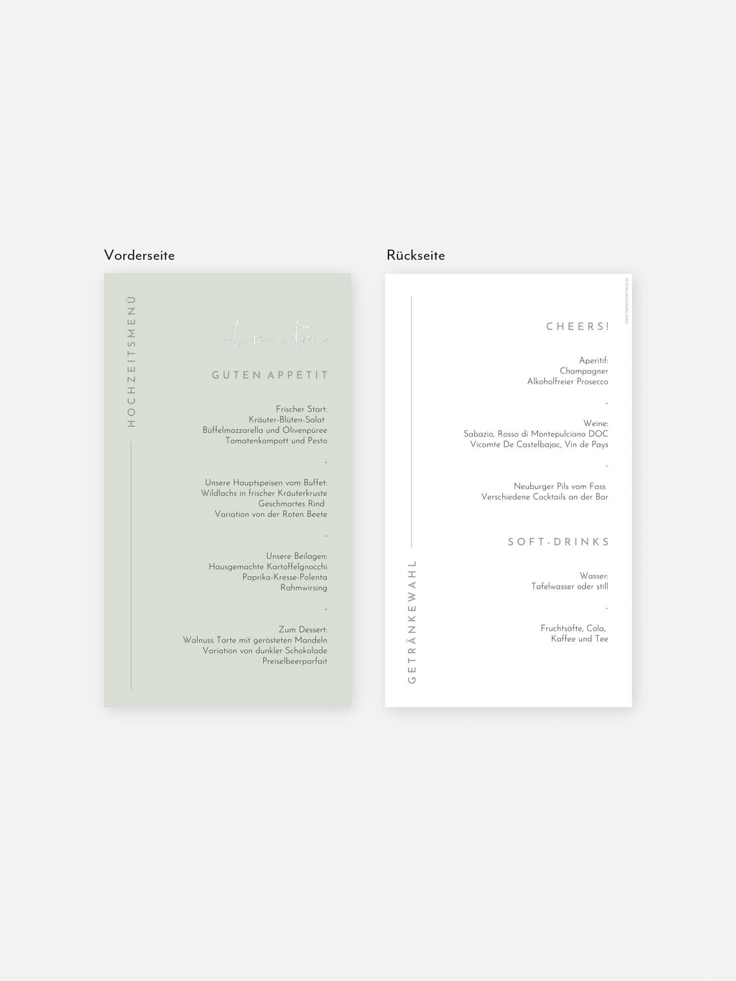 Menükarte Hochzeit Modern Type