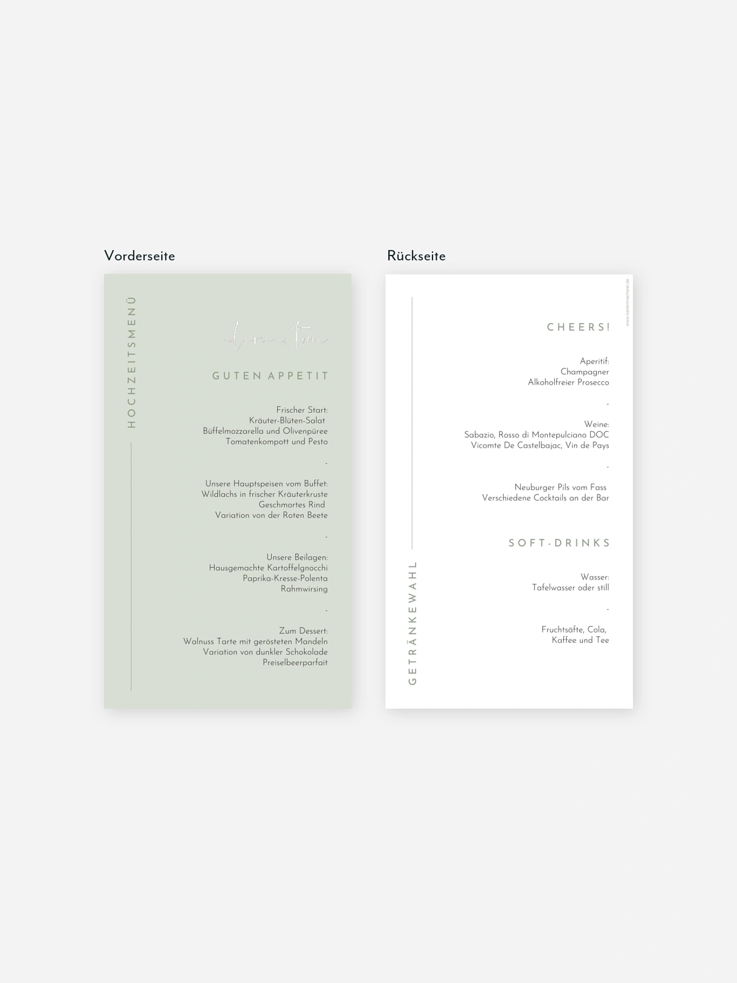 Menükarte Hochzeit Modern Type