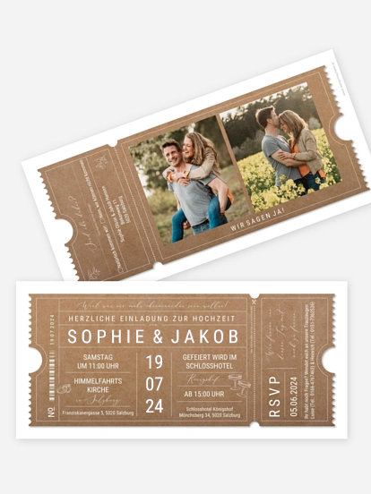 Hochzeitseinladung Glücksreise