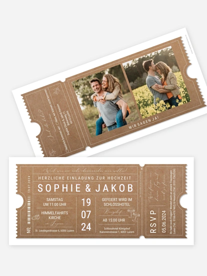 Hochzeitseinladung Glücksreise