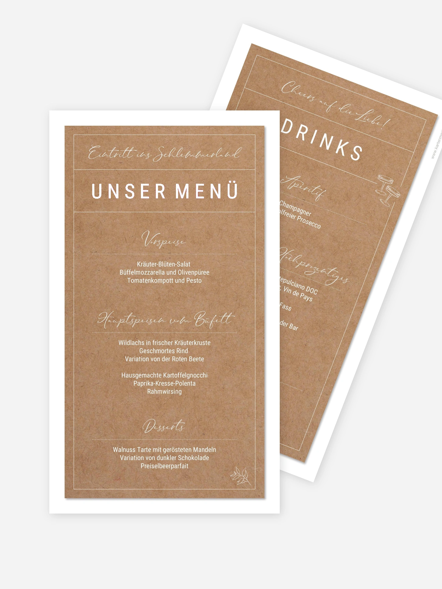 Menükarte Hochzeit Glücksreise