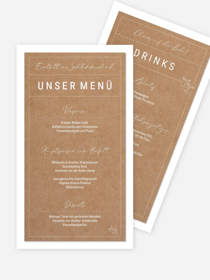 Menükarte Hochzeit Glücksreise