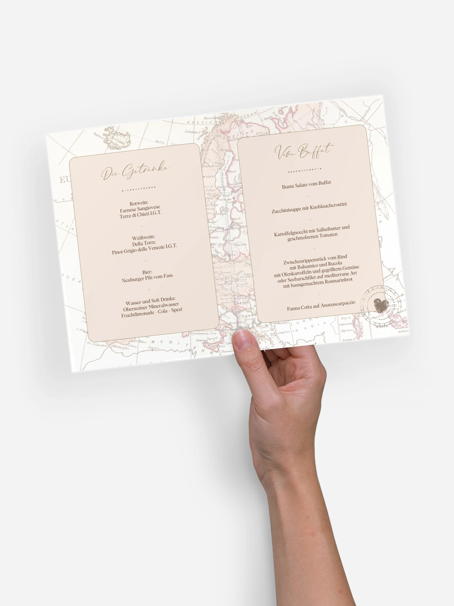 Menükarte Hochzeit Unsere Reise