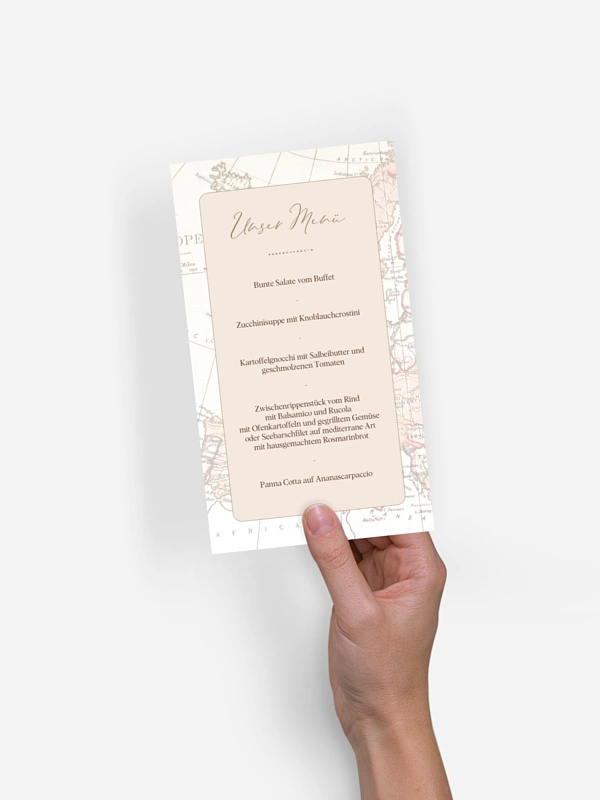 Menükarte Hochzeit Unsere Reise