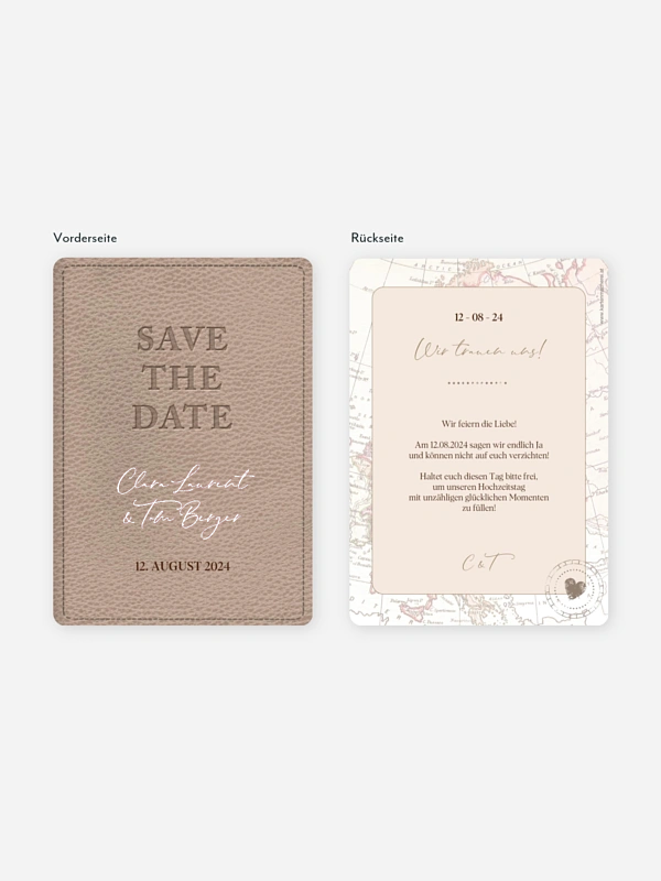 Save-the-Date Karte Unsere Reise