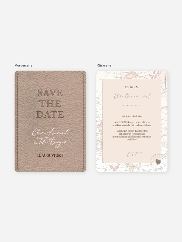 Save-the-Date Karte Unsere Reise