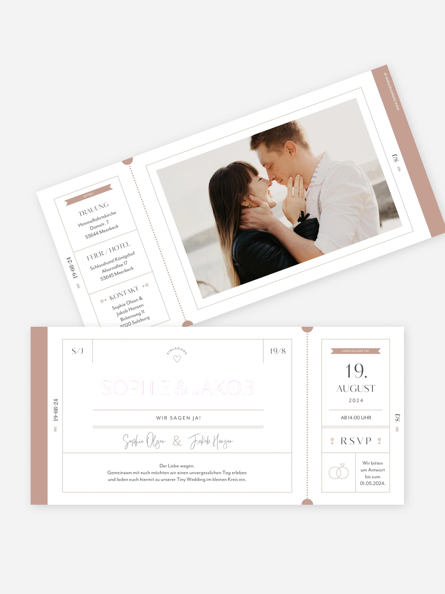 Hochzeitseinladung Ticket ins Glück