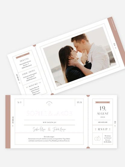 Hochzeitseinladung Ticket ins Glück