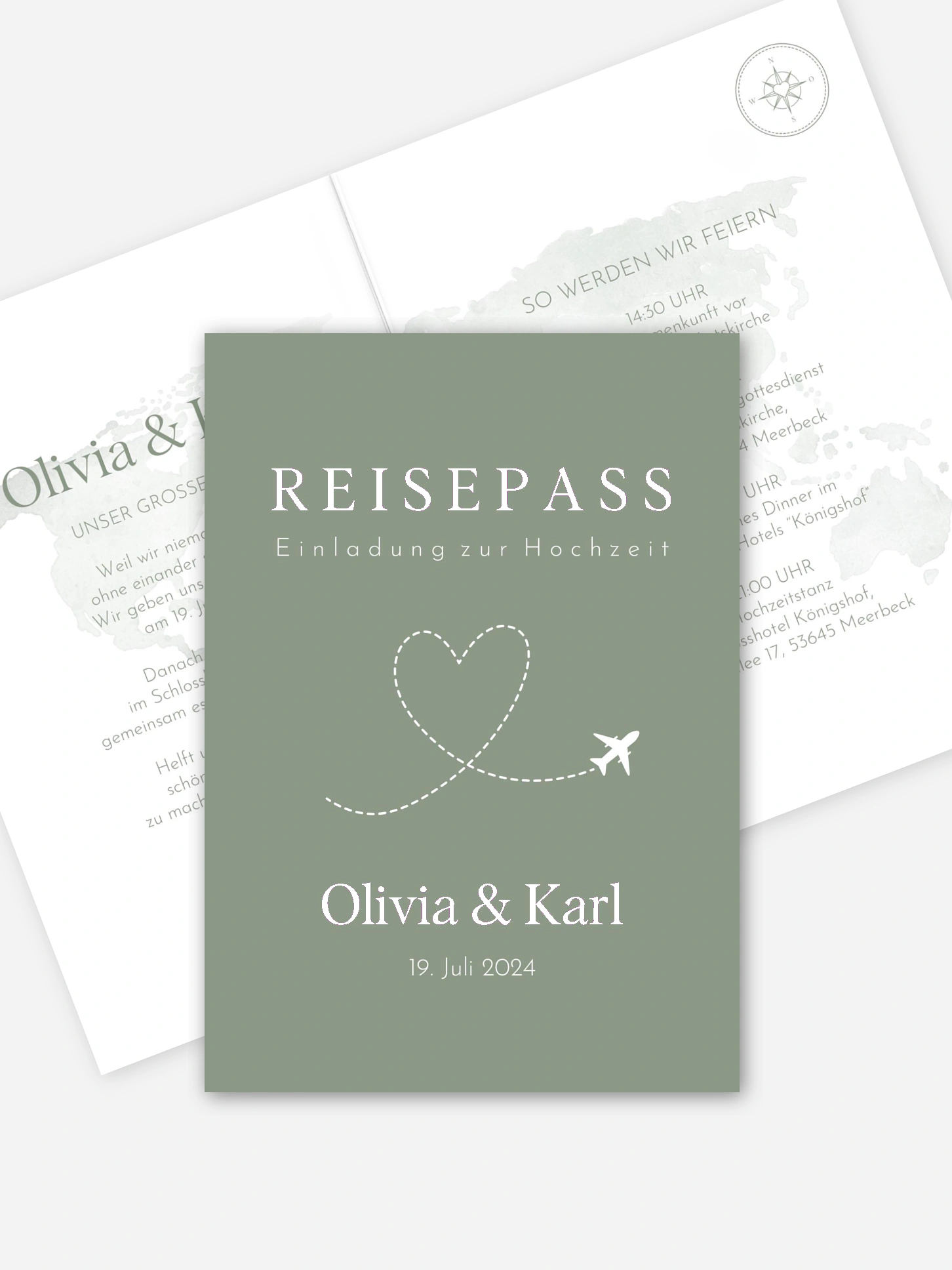 Hochzeitseinladung Unsere Reise beginnt