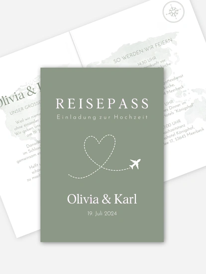 Hochzeitseinladung Unsere Reise beginnt