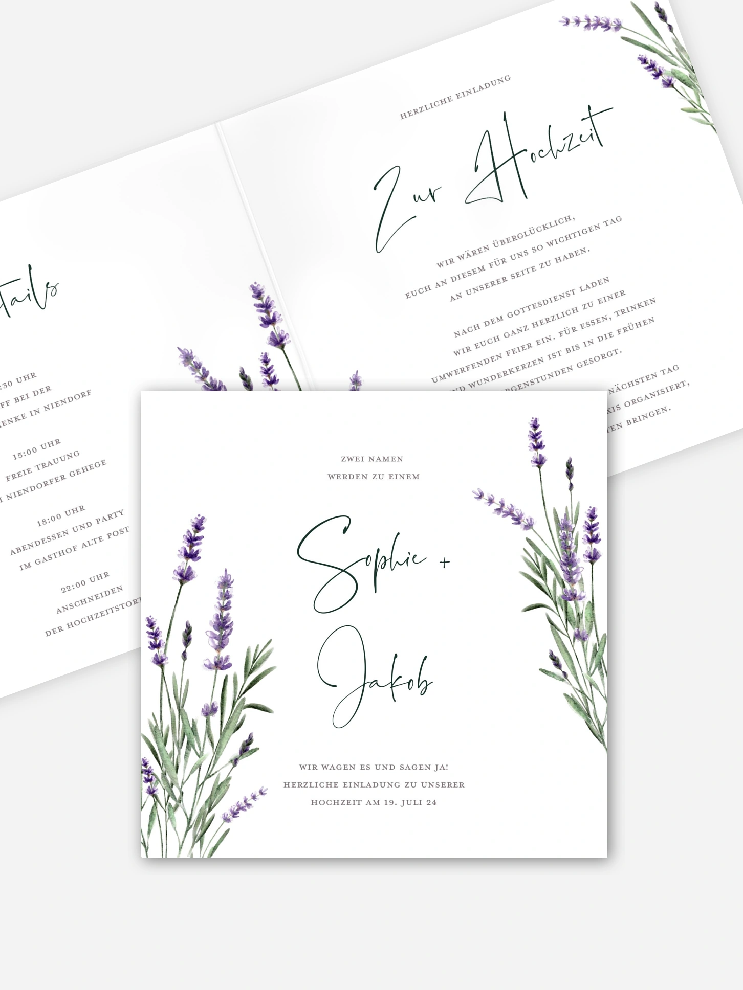 Hochzeitseinladung Lavendel Liebe