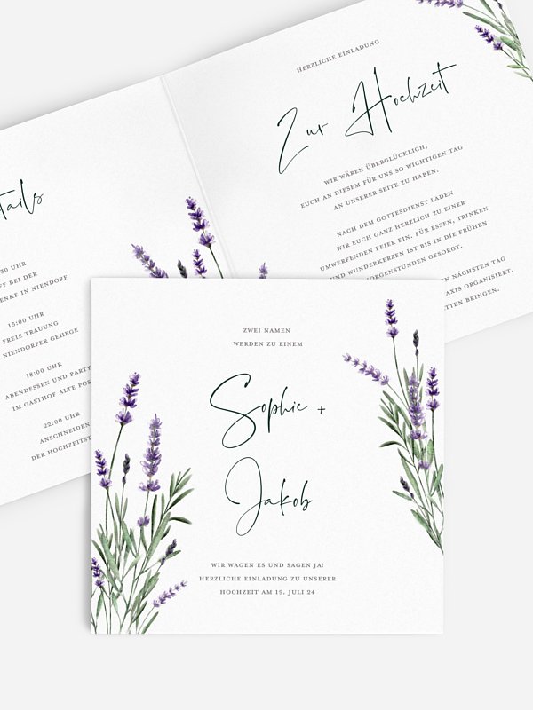 Hochzeitseinladung Lavendel Liebe