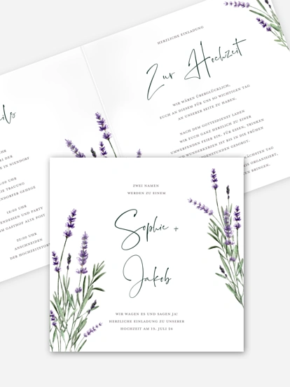 Hochzeitseinladung Lavendel Liebe