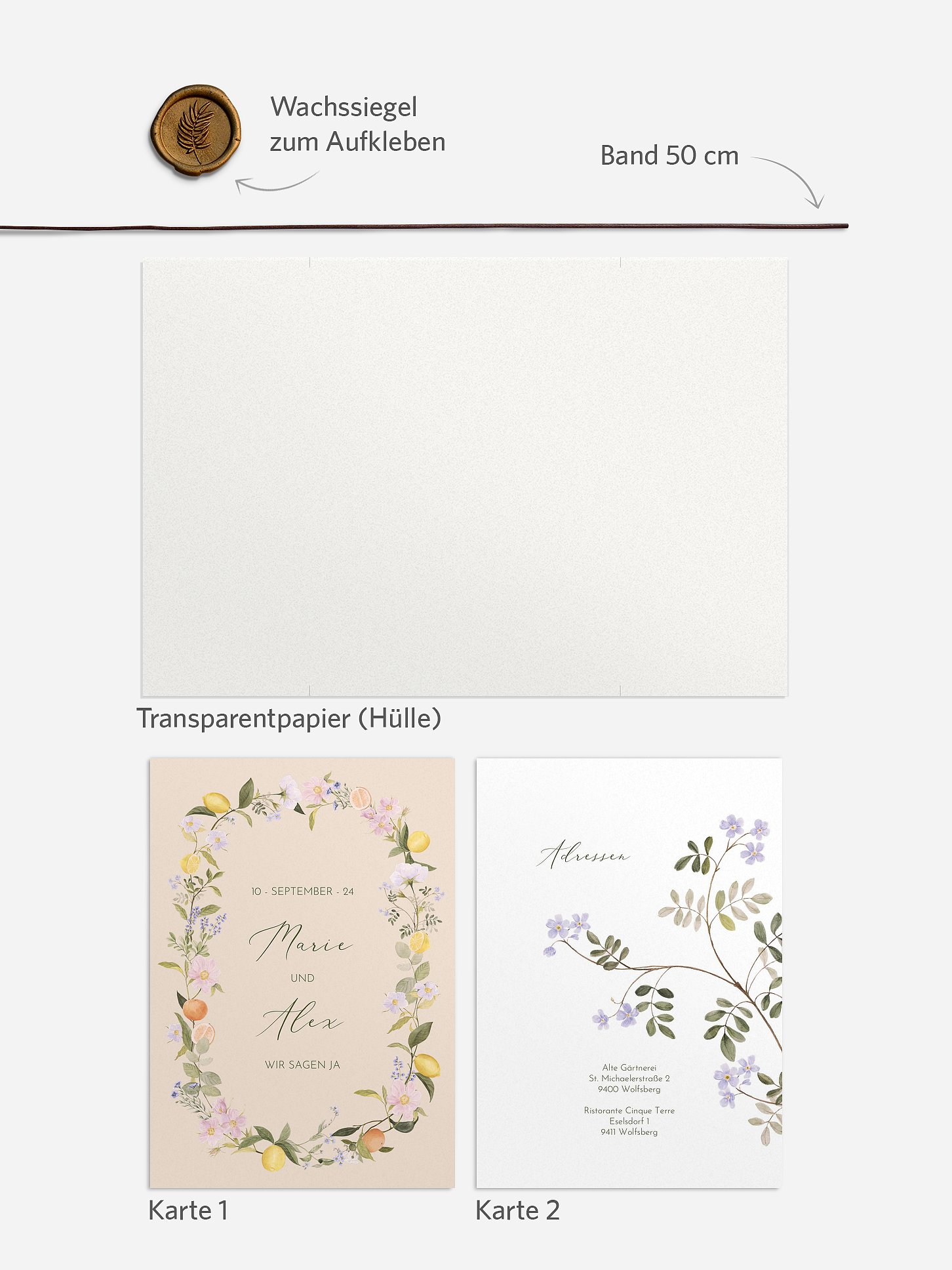 Hochzeitseinladung Limoncello
