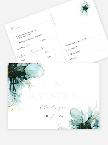 Antwortkarte Hochzeit Marble Art