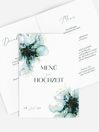 Menükarte Hochzeit Marble Art