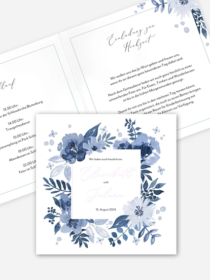Hochzeitseinladung Blue Garden