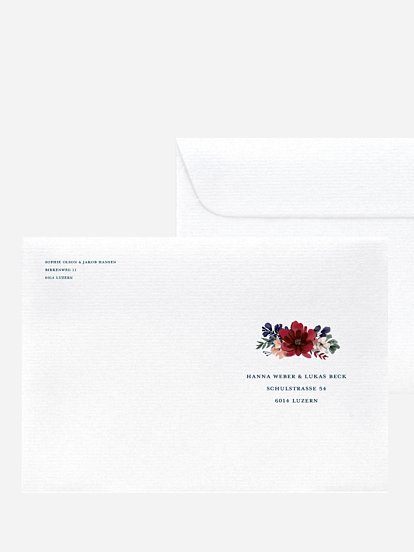 Bedruckter Briefumschlag Hochzeit Bouquet Frame