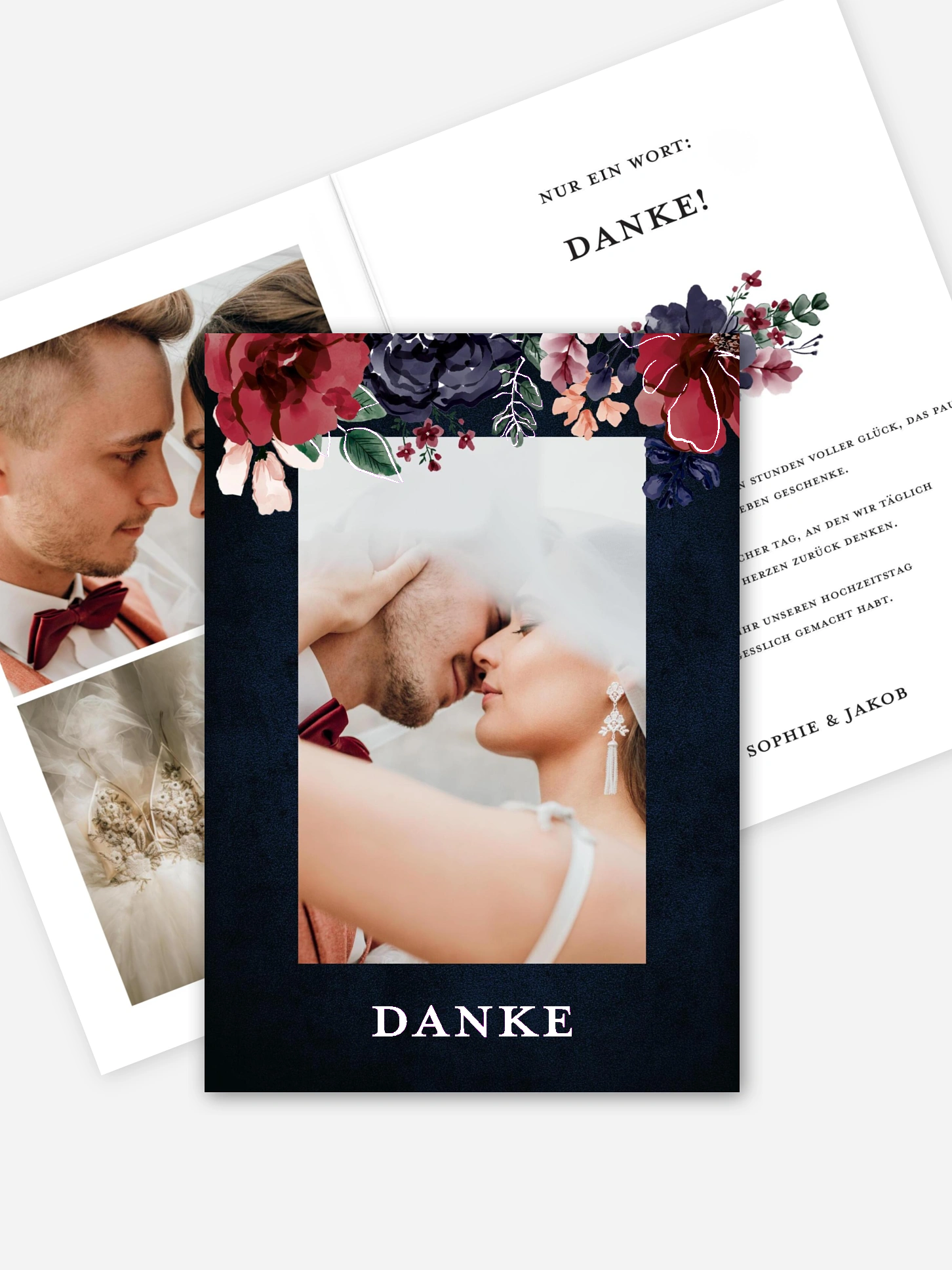 Dankeskarte Hochzeit Bouquet Frame
