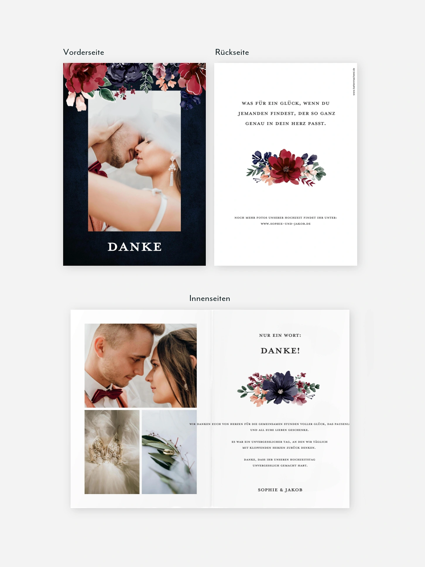 Dankeskarte Hochzeit Bouquet Frame