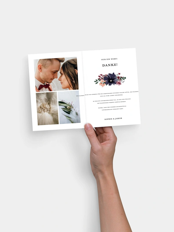 Dankeskarte Hochzeit Bouquet Frame