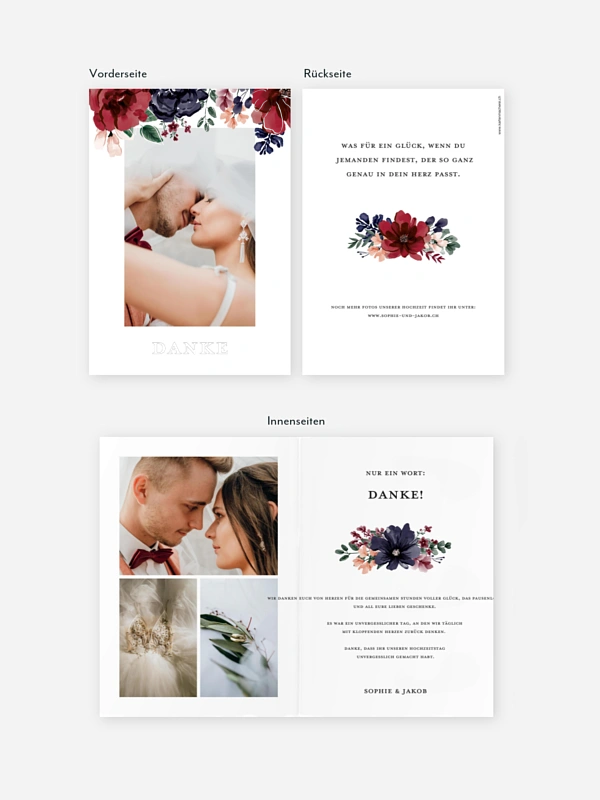 Dankeskarte Hochzeit Bouquet Frame