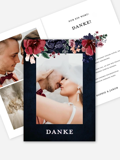 Dankeskarte Hochzeit Bouquet Frame
