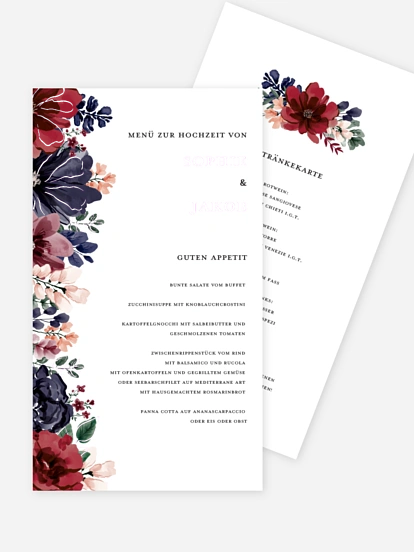 Menükarte Hochzeit Bouquet Frame