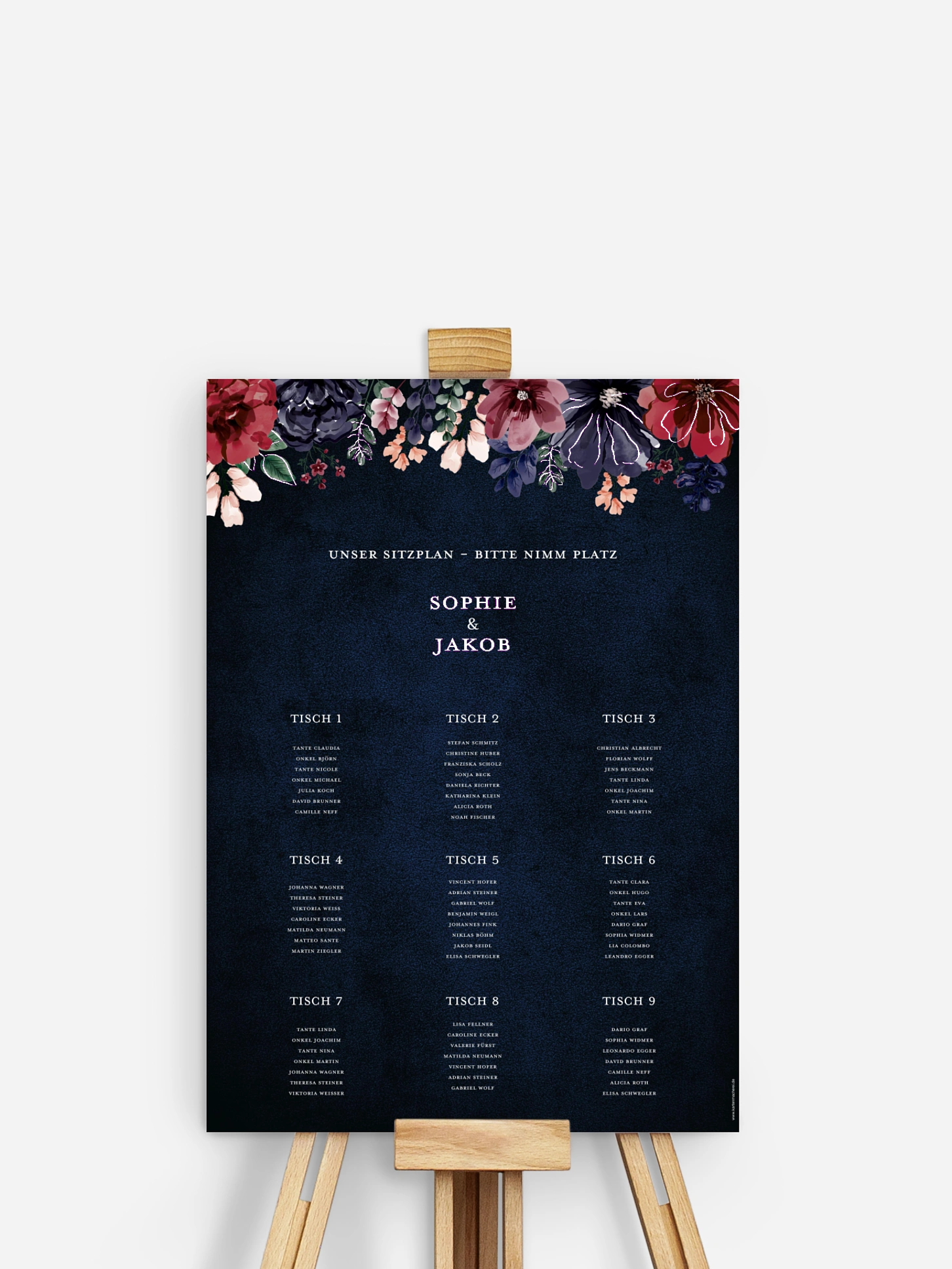 Sitzplan Plakat Bouquet Frame