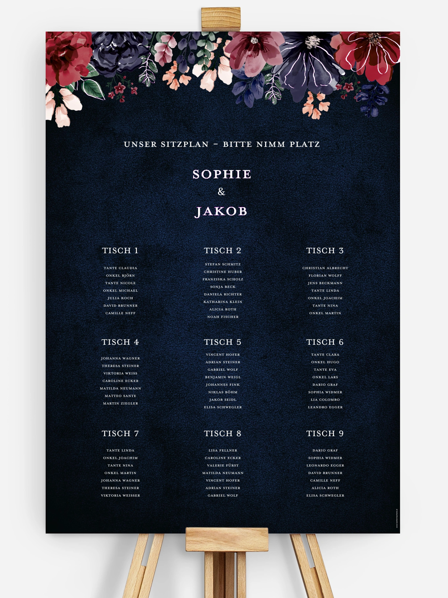 Sitzplan Plakat Bouquet Frame