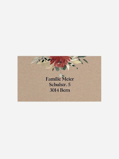 Empfängeraufkleber Trauer Red Peony