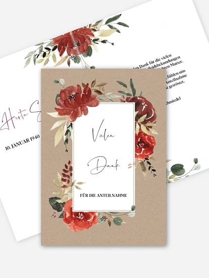 Trauerdanksagung Red Peony